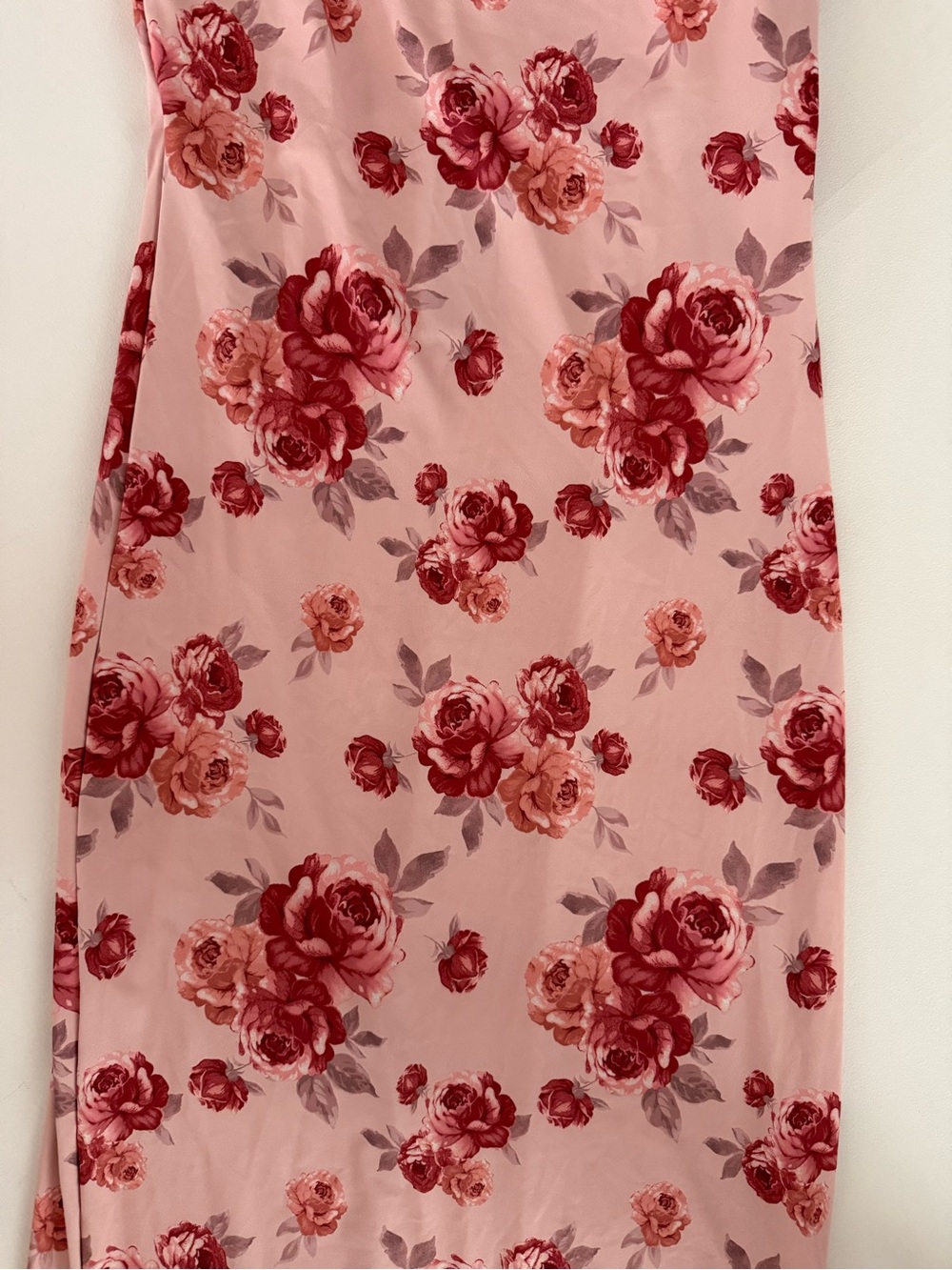 Forever 21 Pink Rose-Print Slip Dress / Feminine Floral Print Maxi Dress Size M - Picture 5 of 8